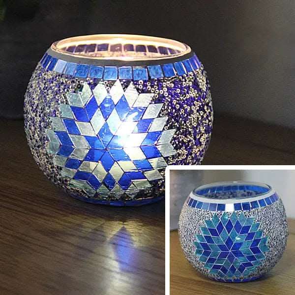 Skanto | Mosaikkglass lysestake for hjemmedekor