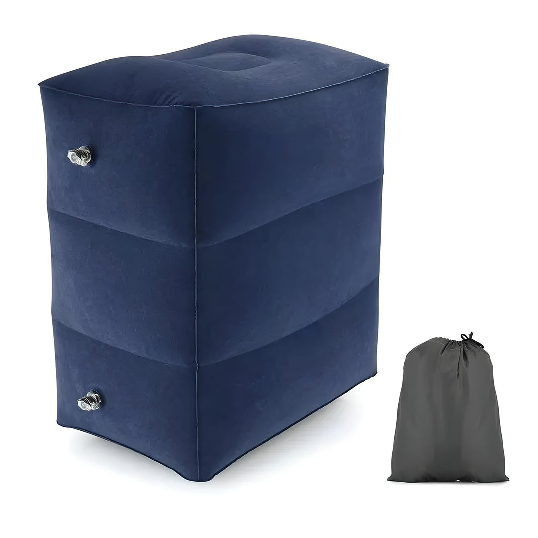 Skanto | Oppblåsbar Reisefotstøtte | Ergonomisk, Justerbar Høyde & Kompakt for Fly, Tog, Busser & Kontorbruk