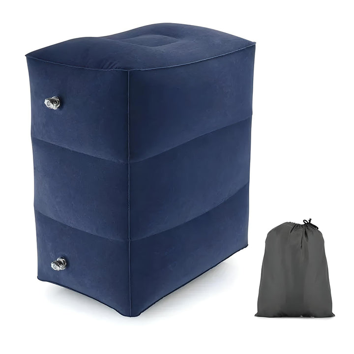 Skanto | Oppblåsbar Reisefotstøtte | Ergonomisk, Justerbar Høyde & Kompakt for Fly, Tog, Busser & Kontorbruk