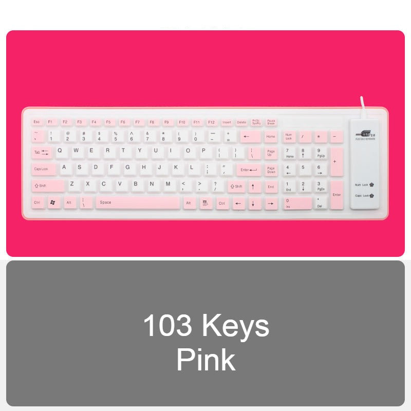Skanto | Rull-opp Silikon Fleksibel Tastatur, med USB Kablet, Vanntett Belegg & Stille Skriving