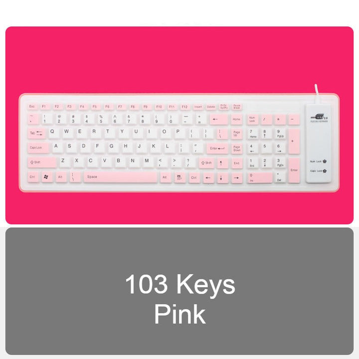 Skanto | Rullopp Silikon Fleksibel Tastatur, med USB Kablet, Vanntett Belegg & Stille Skrivning
