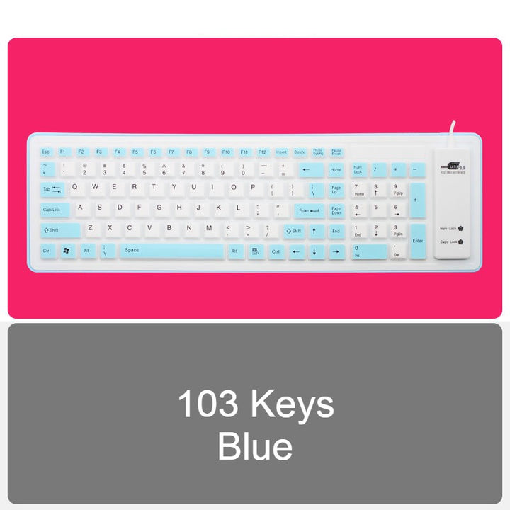 Skanto | Rullopp Silikon Fleksibel Tastatur, med USB Kablet, Vanntett Belegg & Stille Skrivning