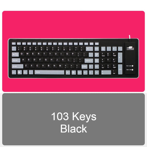 Skanto | Rull-opp Silikon Fleksibel Tastatur, med USB Kablet, Vanntett Belegg & Stille Skriving