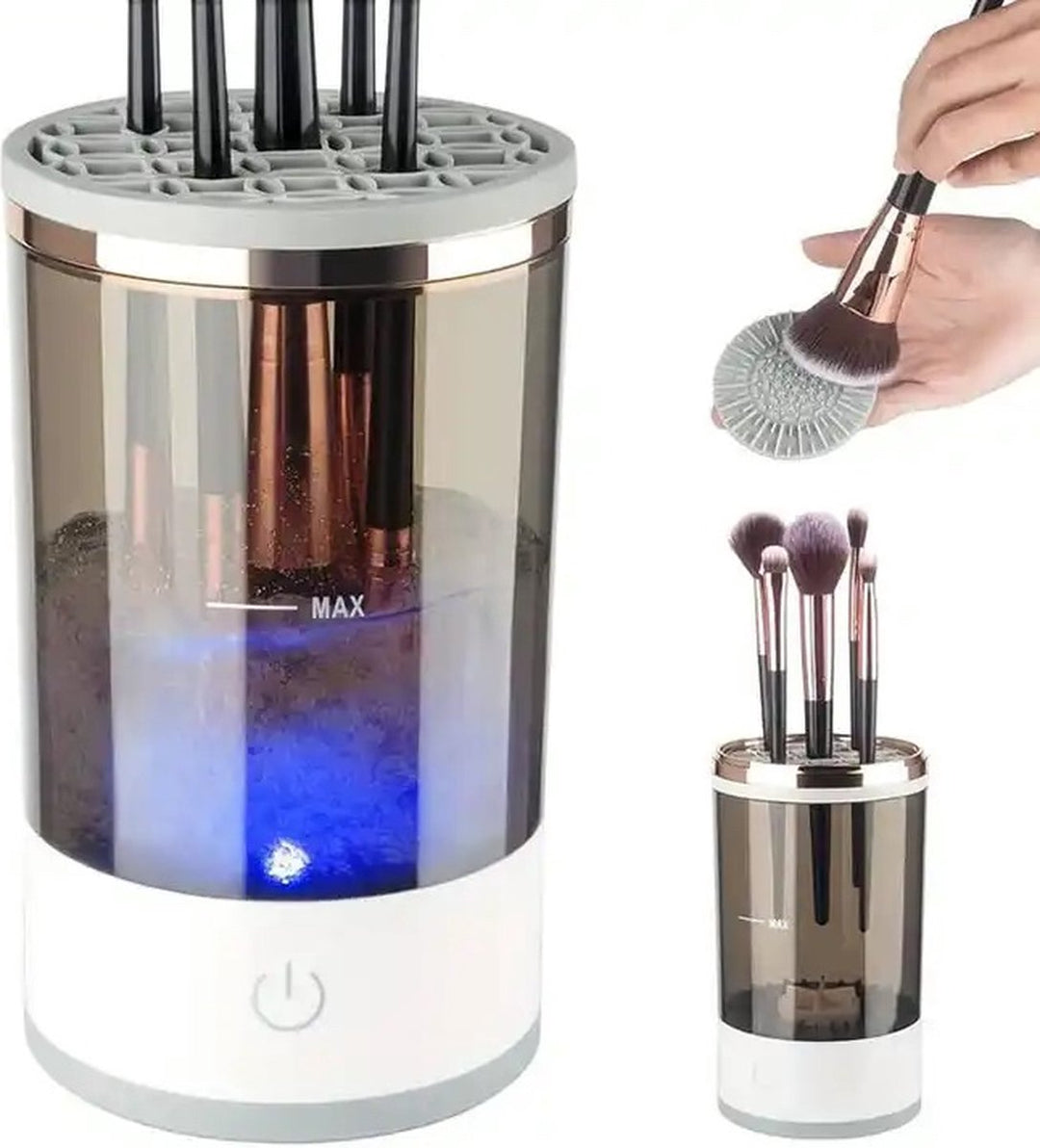Skanto | CleanEase Automatisk Sminkebørste Renser – 3-i-1 Bærbar & Oppladbar