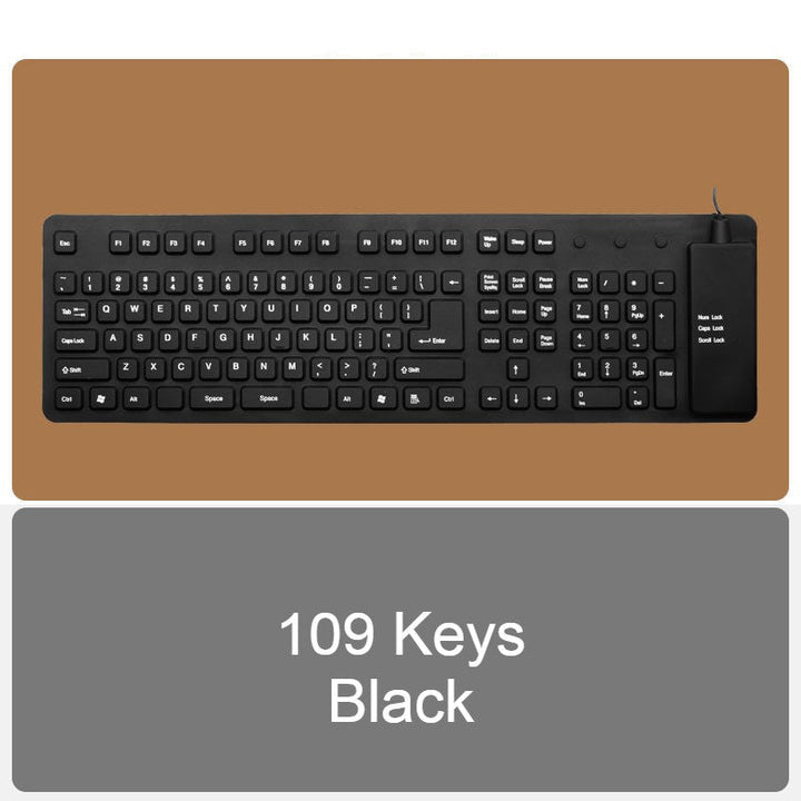 Skanto | Rull-opp Silikon Fleksibel Tastatur, med USB Kablet, Vanntett Belegg & Stille Skriving