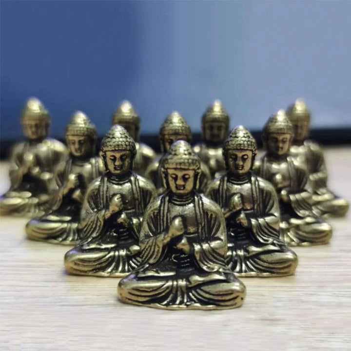 Skanto | 10 stk Miniatyr Messing Sittende Buddha Statue Figur for Reise Buddhism Tilbedelse Hjemmekontor Skrivebords Dekorasjon
