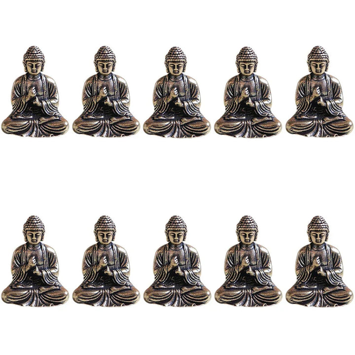 Skanto | 10 deler mini messing sittende Buddha statue figur for reise buddhisme tilbedelse hjem kontor skrivebord dekorasjon