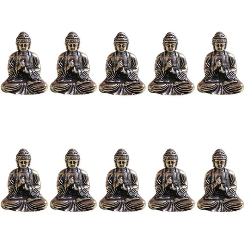 Skanto | 10 stk Miniatyr Messing Sittende Buddha Statue Figur for Reise Buddhism Tilbedelse Hjemmekontor Skrivebords Dekorasjon