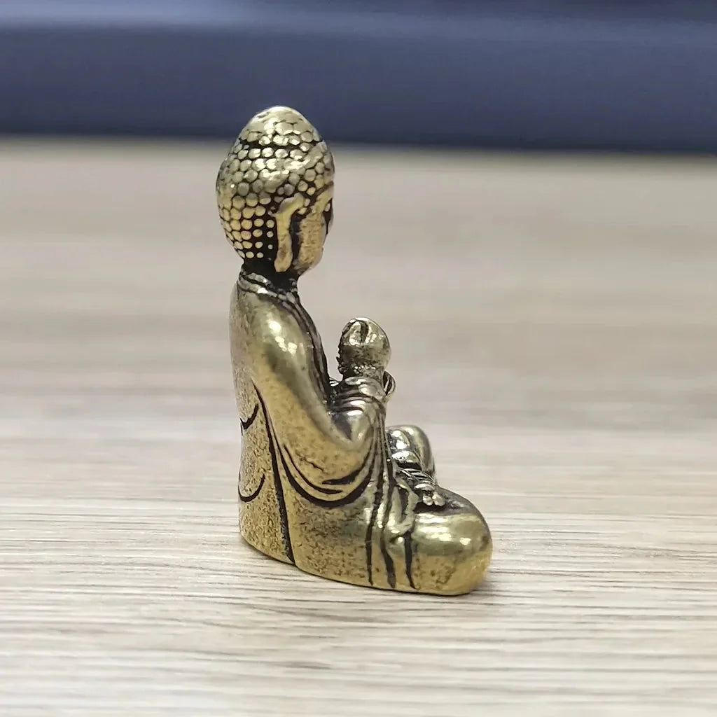 Skanto | 10 stk Miniatyr Messing Sittende Buddha Statue Figur for Reise Buddhism Tilbedelse Hjemmekontor Skrivebords Dekorasjon