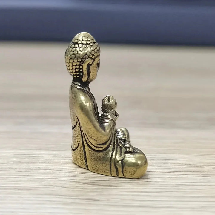 Skanto | 10 stk Miniatyr Messing Sittende Buddha Statue Figur for Reise Buddhism Tilbedelse Hjemmekontor Skrivebords Dekorasjon