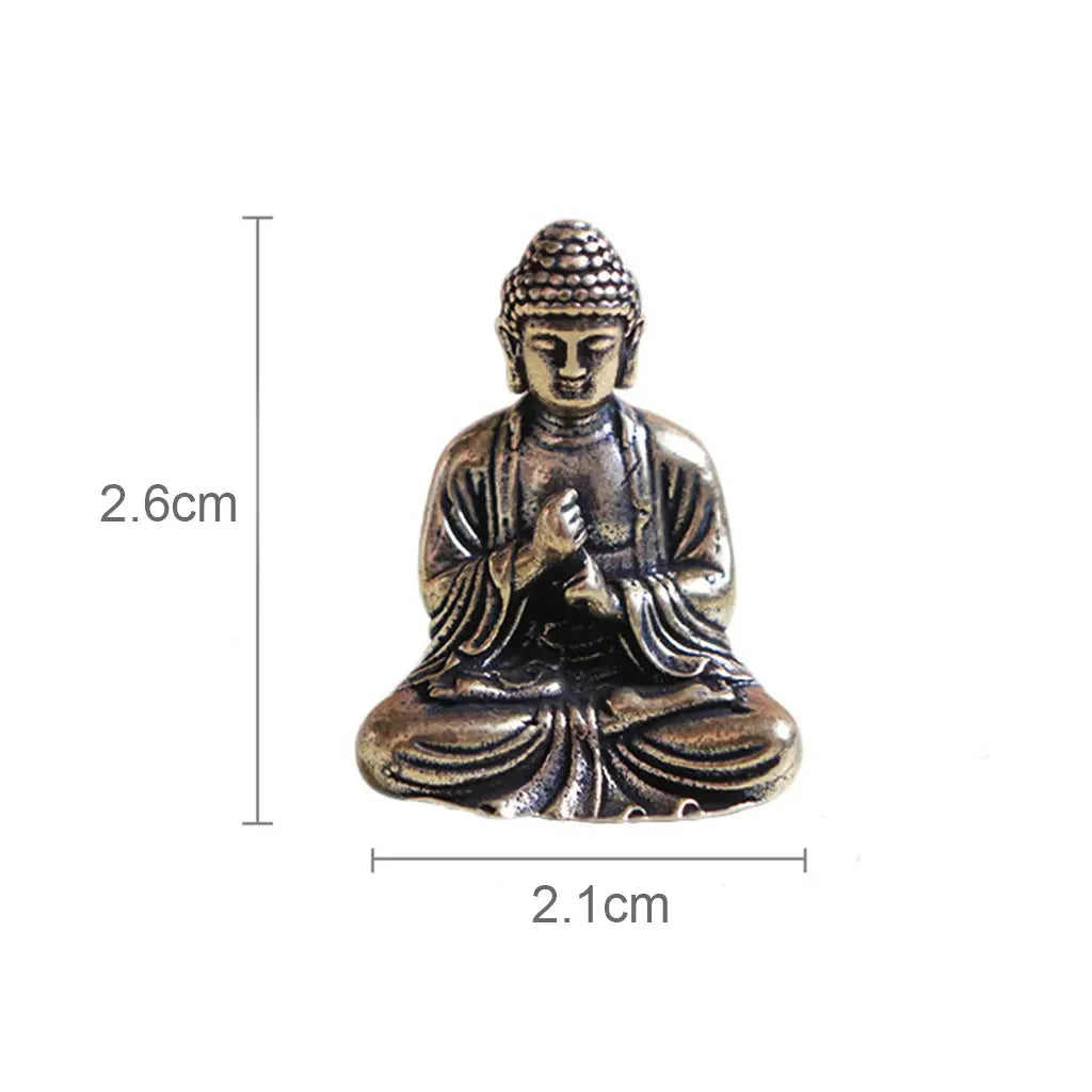 Skanto | 10 stk Miniatyr Messing Sittende Buddha Statue Figur for Reise Buddhism Tilbedelse Hjemmekontor Skrivebords Dekorasjon
