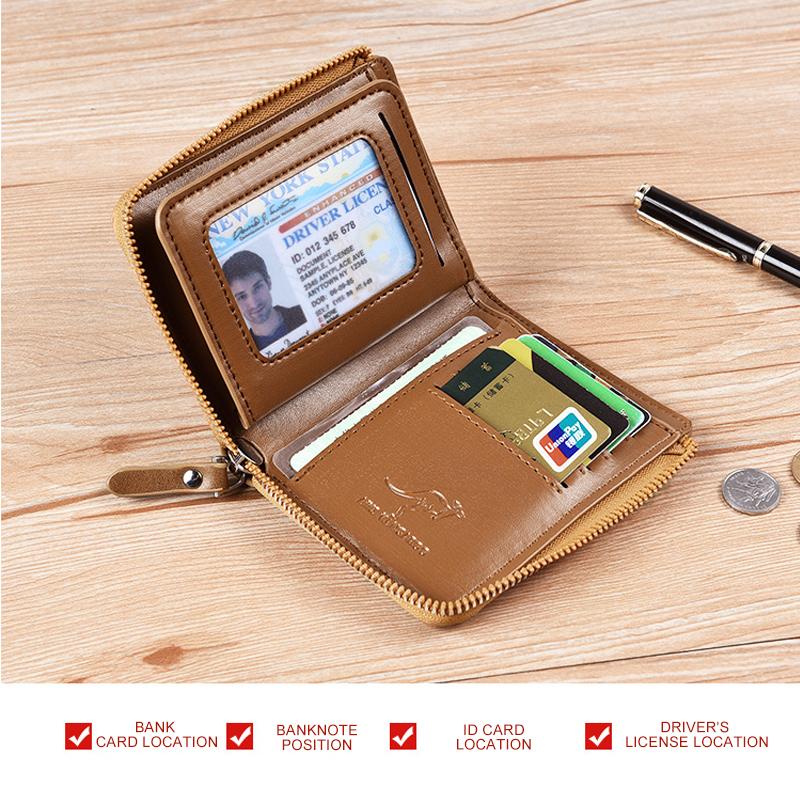 Skanto | Herre Lommebok Glidelås Ekte Skinn Lommebok ( RFID BESKYTTET )
