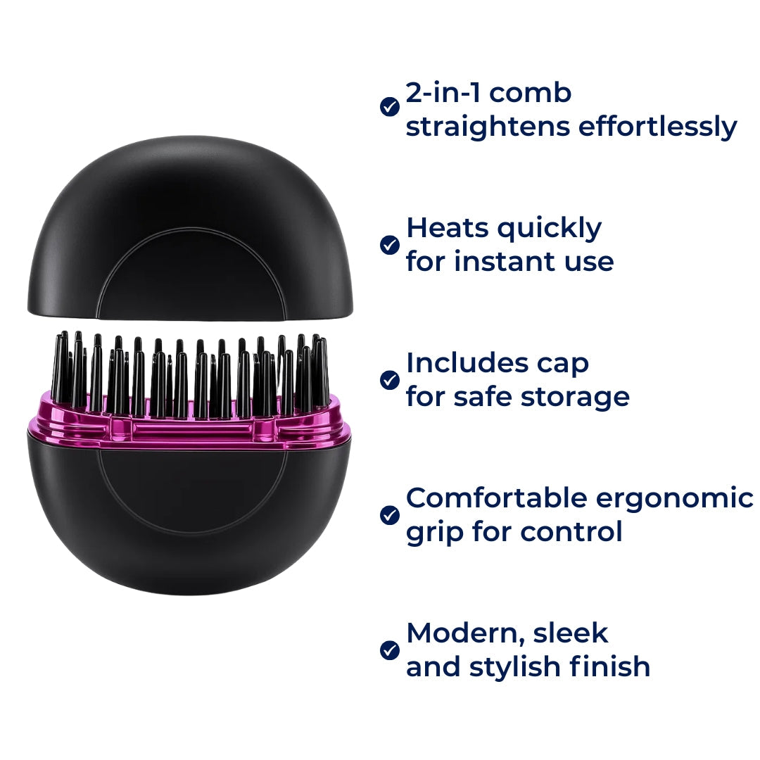 Rask oppvarming – Mini kamdesign – Frizz-fri finish – Rask oppfriskning for reise og daglig bruk Skanto
