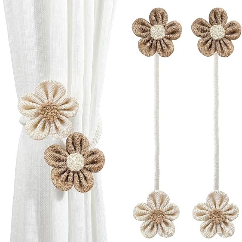 Raffhalter aus Hanf mit Blumenmuster | 2er-sett