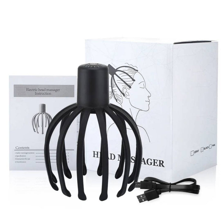 CalmFlow Smart Electric Octopus Hode Massager | Hodebunnsmassasje - Stresslettelse - Forbedret Søvn - Multi-retning Vibrasjons Hode Massager Skanto