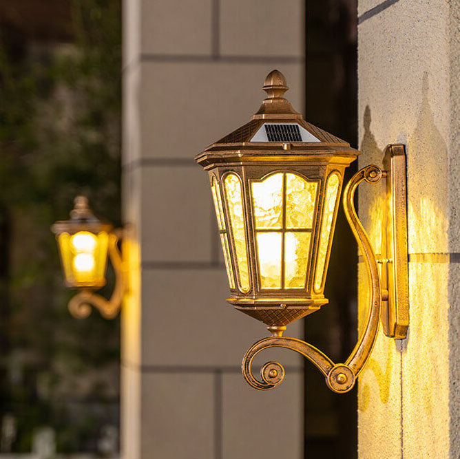 Europeisk sol utendørs lanterne aluminium glass vanntett 1-lykt vegg lampe | Skanto