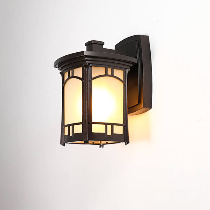Moderne firkantet aluminiums glass utskåret 1-lampe utendørs vanntett vegglampe | Skanto