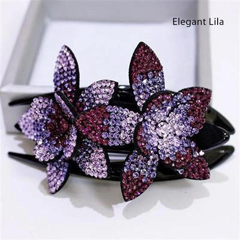 Skanto | Rhinestone Dobbel Blomst Hårklemme