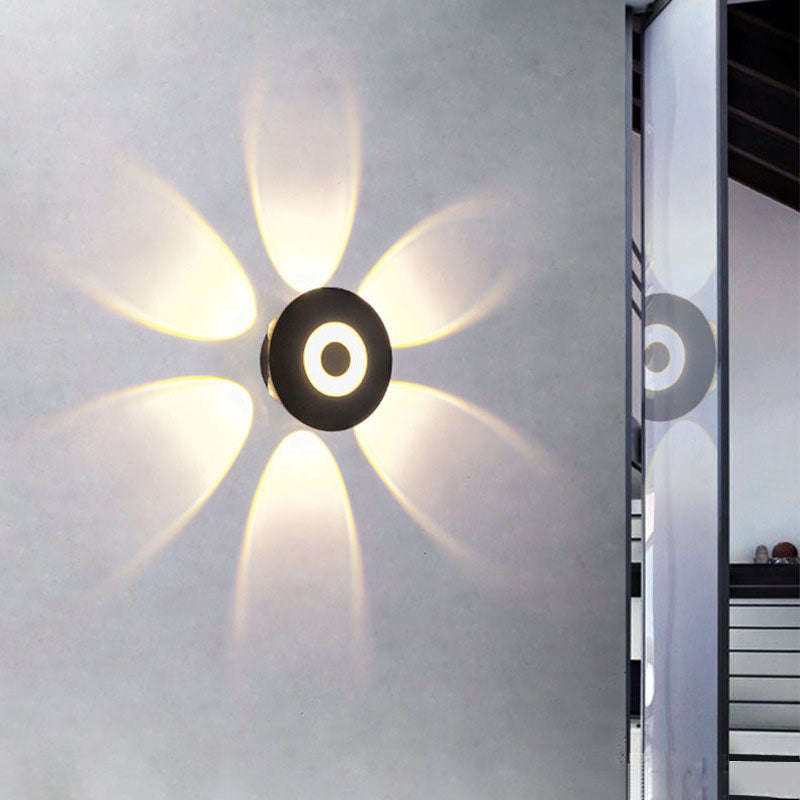 Moderne skandinavisk aluminium rund skjerm LED vegglampe for utendørs patio | Skanto