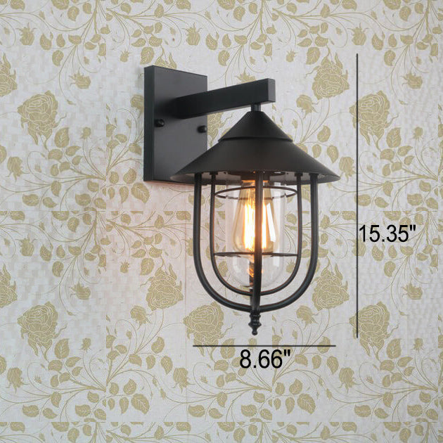 Vintage industriell vegglampe i jern for innendørs og utendørs bruk, 1 lyspære