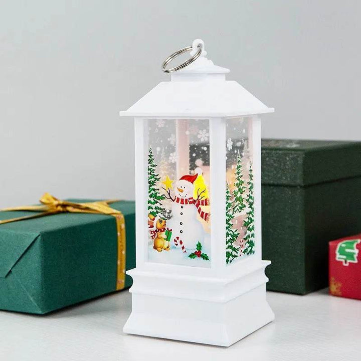 Skanto | Julelys Lys Led Snøreinsdyr Lantern Lys Vintage Slott Julenisse Snømann Hengende Lantern Lampe Nyttårsfeiring Dekorasjon