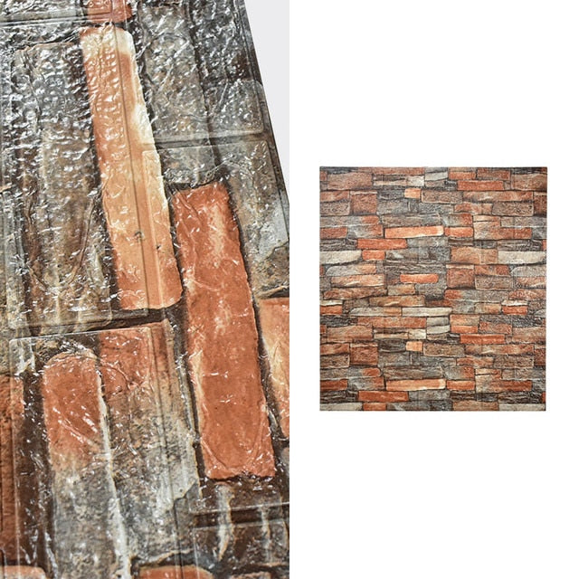 10 stk 3D Mursteinmønster Vanntett Selvklebende Tapet | Skanto