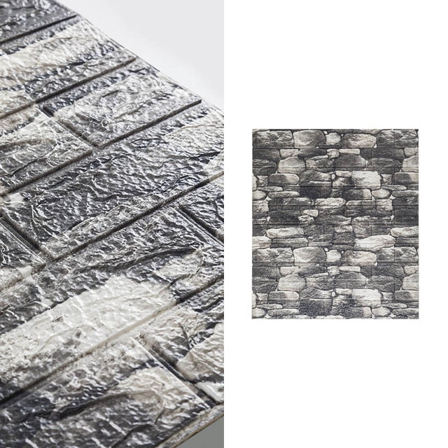 10 stk 3D Mursteinmønster Vanntett Selvklebende Tapet | Skanto