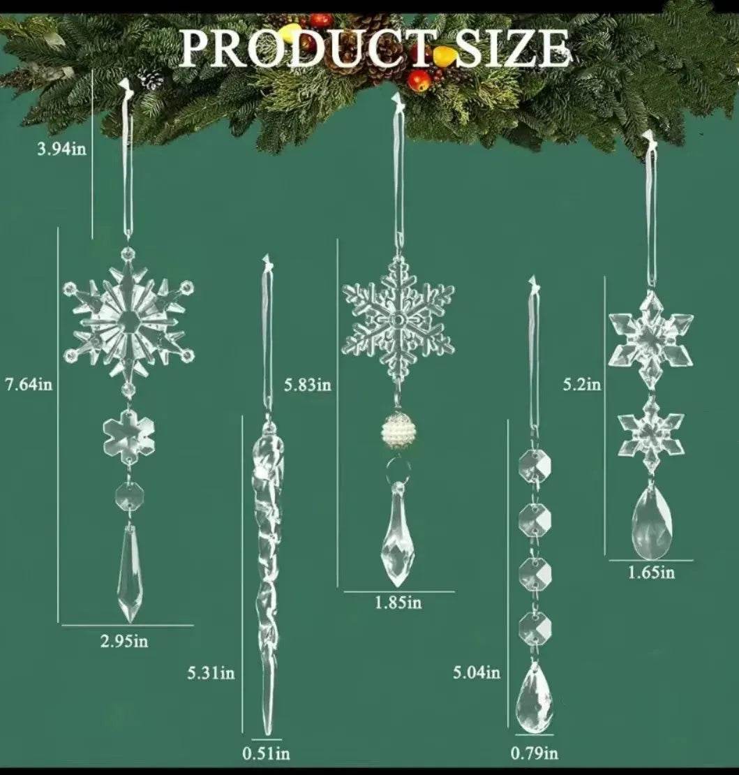 Skanto | 10 stk juletre hengende pendler akryl isstrimmel snø tak xmas ornamenter nyttårs juledekorasjon hjemmeinnredning