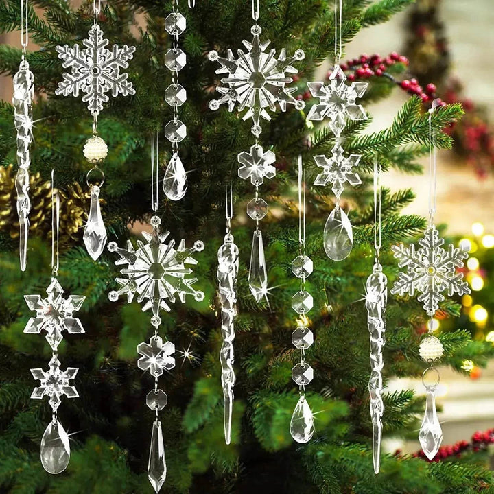 Skanto | 10 stk juletre hengende pendler akryl isstrimmel snø tak xmas ornamenter nyttårs juledekorasjon hjemmeinnredning