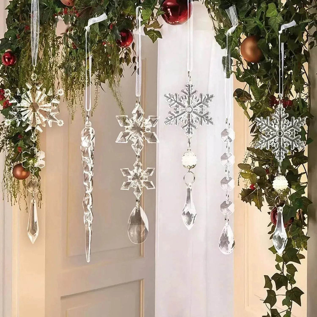 Skanto | 10 stk juletre hengende pendler akryl isstrimmel snø tak xmas ornamenter nyttårs juledekorasjon hjemmeinnredning