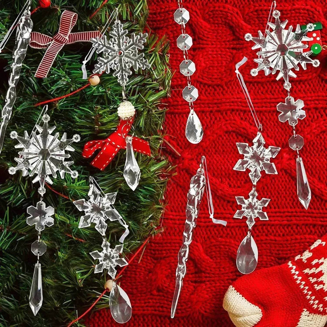 Skanto | 10 stk juletre hengende pendler akryl isstrimmel snø tak xmas ornamenter nyttårs juledekorasjon hjemmeinnredning
