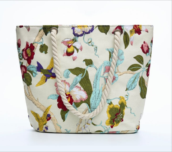 Elegant Strandveske med Blomsterbroderi Skanto