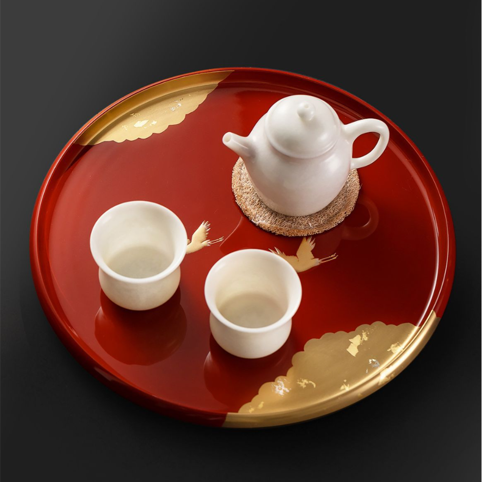 Japansk Håndlaget Sirkulære Tranetray - Resin | Skanto