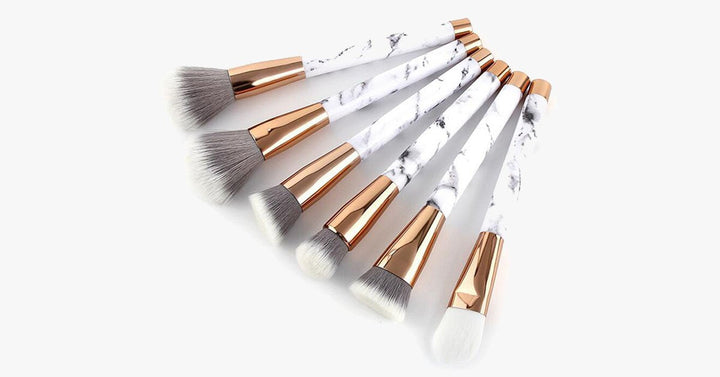 Skanto | Pro Makeup Brush Set of 15 med Rose- og Marmor mønster - Perfekt for alle Makeup Applikasjoner