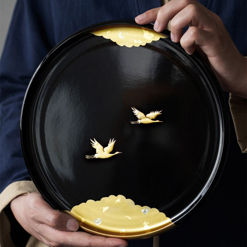 Japansk Håndlaget Sirkulære Tranetray - Resin | Skanto