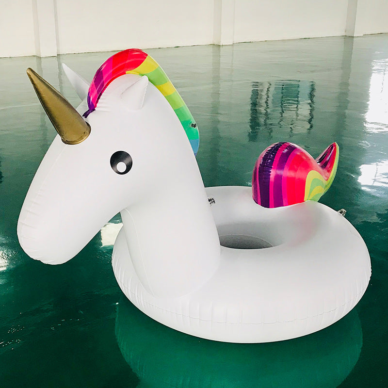 Damer oppblåsbar unicorn svømme-ring med fargerik design Skanto