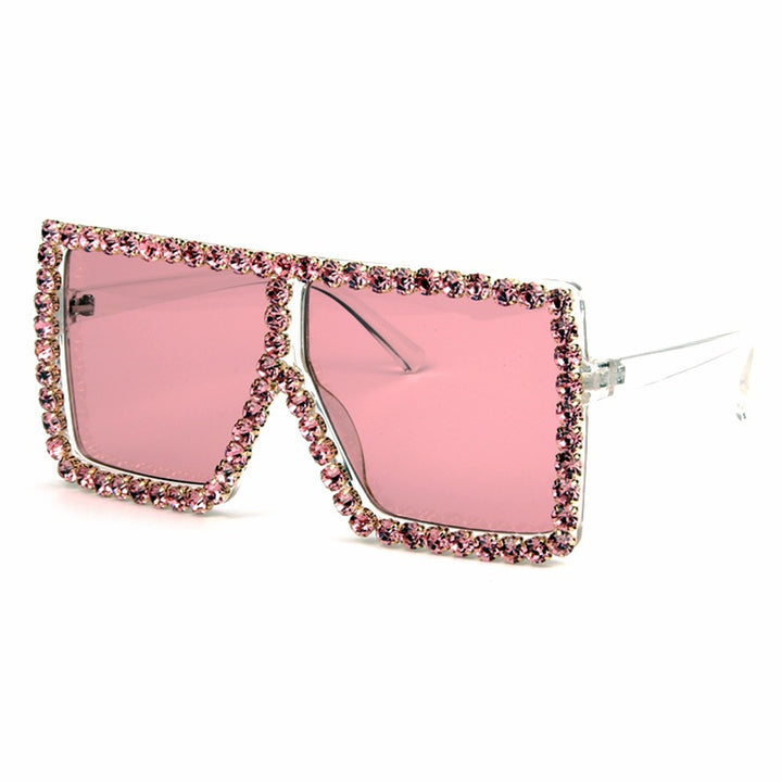 Damer oversized solbrille med glitrende krystallramme Skanto