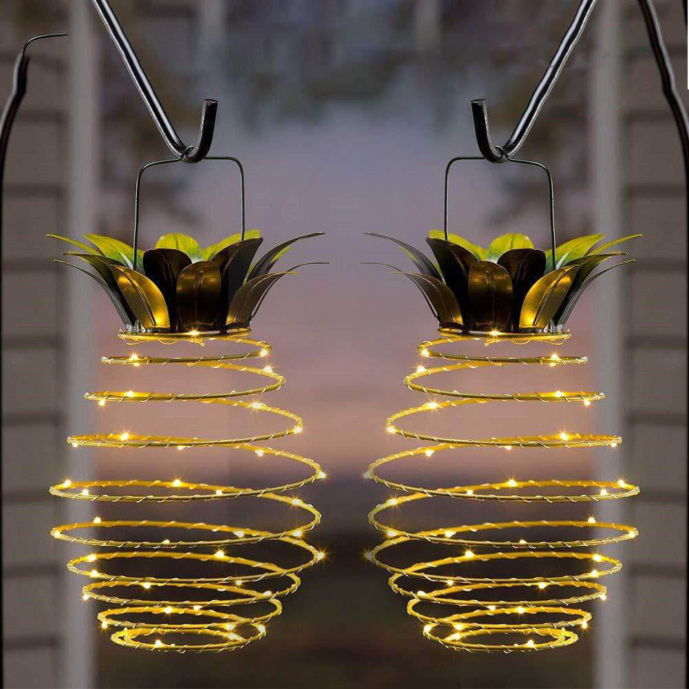 Skanto | Solar Pineapple Iron Lantern LED Kobbertråd Utendørs Vanntett Hage Dekorative Hengende Lys