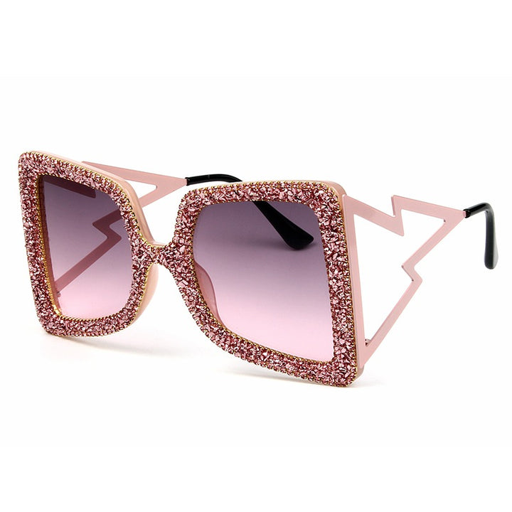 Dame overdimensjonert solbrille med glitrende krystallramme Skanto