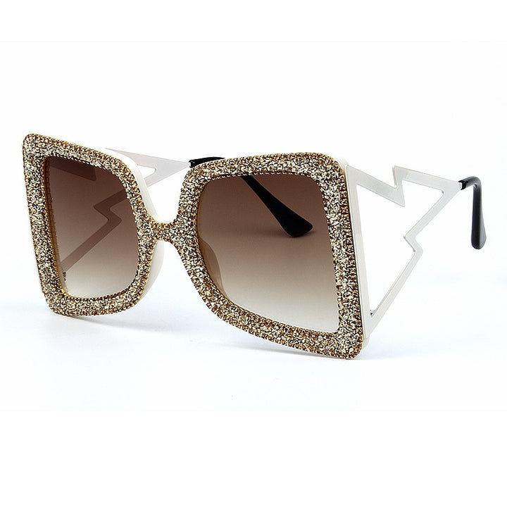 Dame overdimensjonert solbrille med glitrende krystallramme Skanto