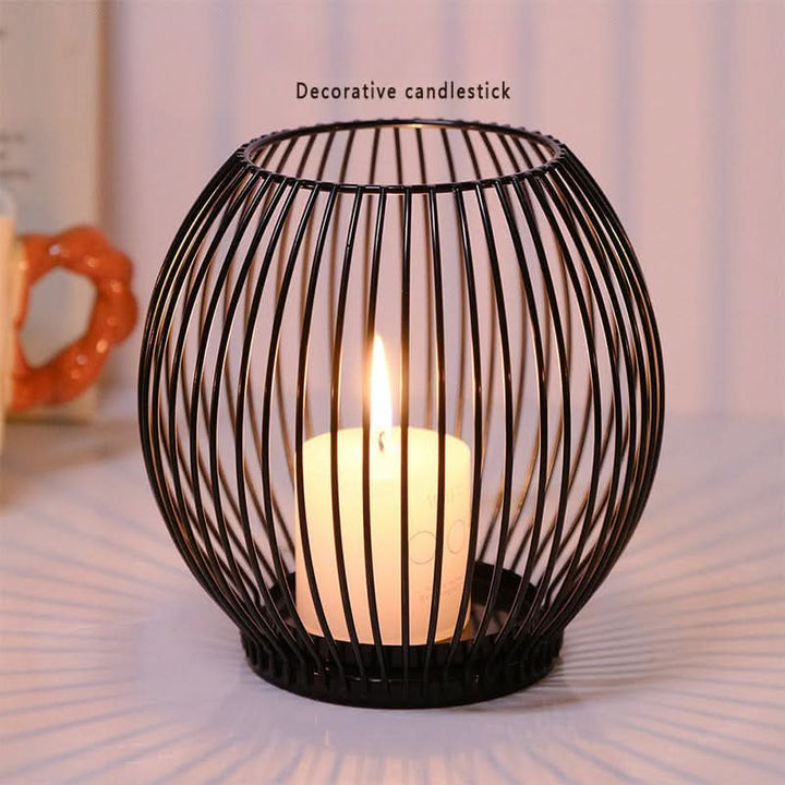Skanto | Set with 3 vintage black metal lantern candelabras