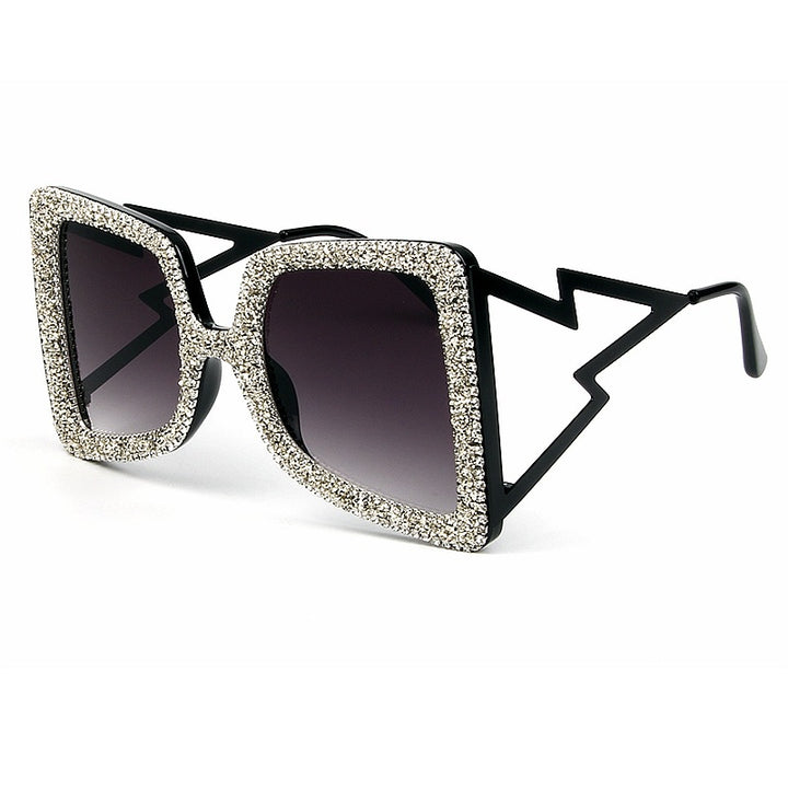 Dame overdimensjonert solbrille med glitrende krystallramme Skanto