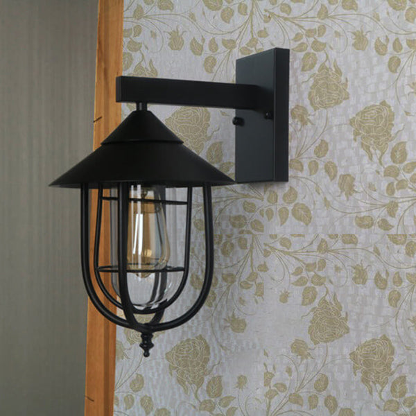 Vintage industriell vegglampe i jern for innendørs og utendørs bruk, 1 lyspære