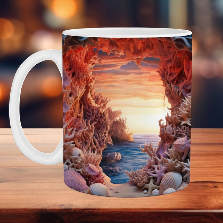 3D Ocean Beach Break Through Theme Kaffeekopp | Skanto