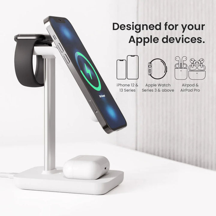 Skanto | 3 i 1 Trådløs Lademodul Passer for iPhone