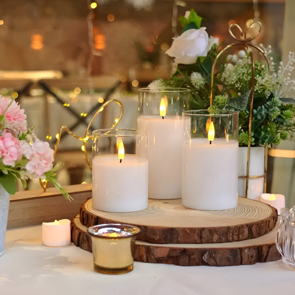 3D Flicker Flammeløs Lys Sett | Skanto