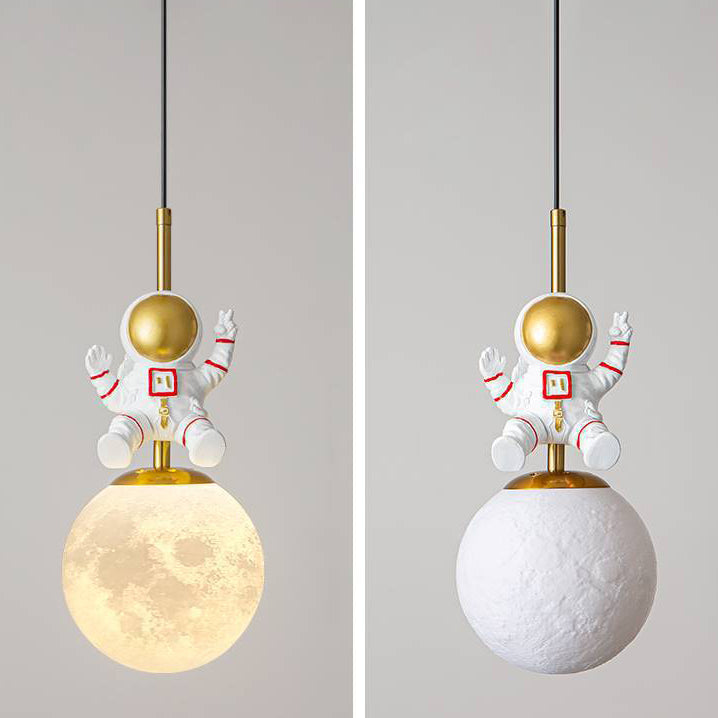 Skanto | Moderne Nordic Barne Orb Astronaut Jern Harpiks 1-Lys Pendellampe for Soverommet