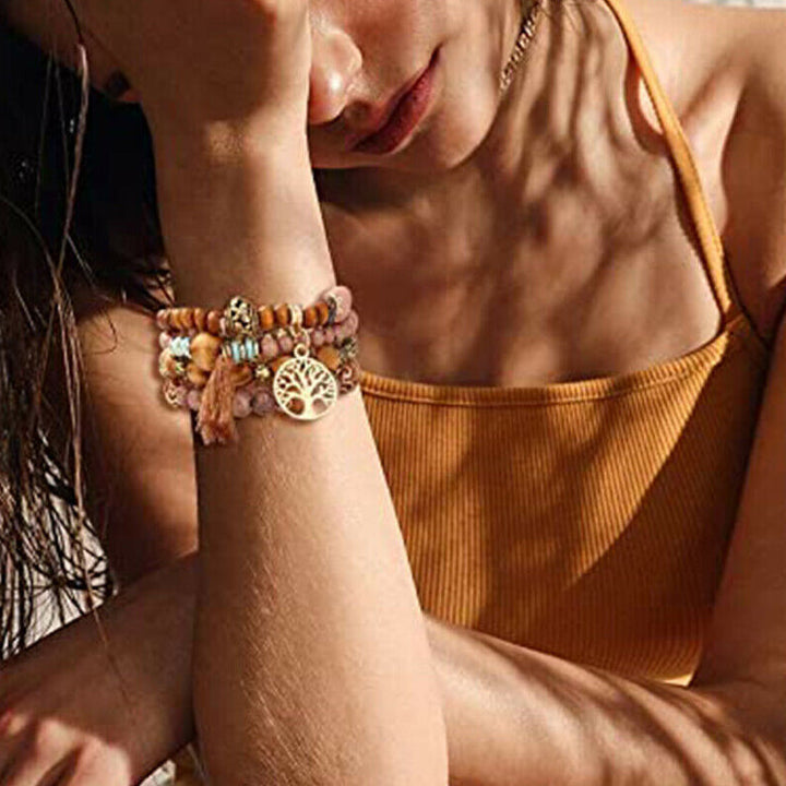 Skanto | Boho Flersjiktet Tresmykke Armbånd