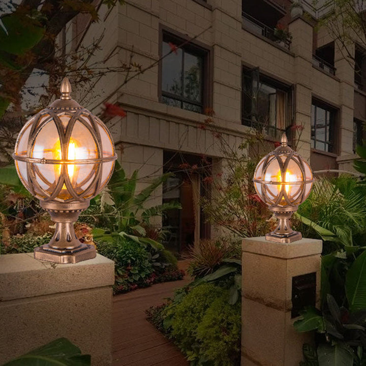 Tradisjonell kolonial globe glass aluminium 1-lys utendørs lys for hage | Skanto