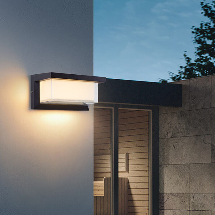 Moderne minimalistiske solrektangel PC LED utendørs vegglampe for utendørs patio | Skanto